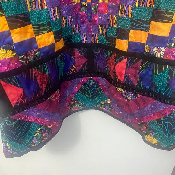 Patchwork Quilted Art To Wear Open Front Jacket Colorful Maximalist 90s SZ XL** - Picture 12 of 15